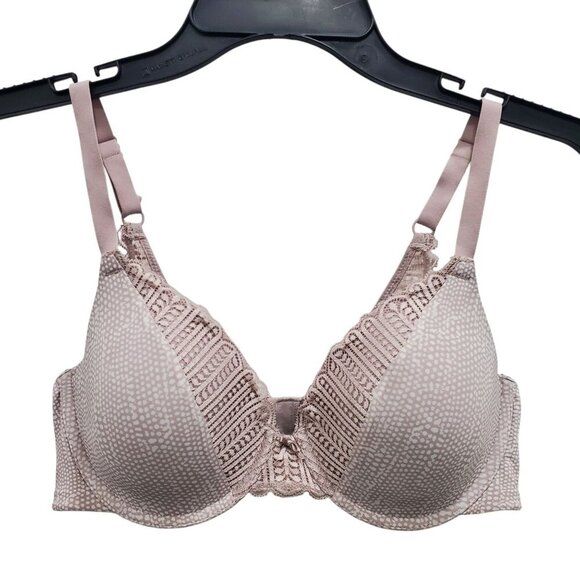 Maidenform 09404 Comfort Devotion Full Coverage Lace Trim Taupe Dot Bra Size 34C - Picture 1 of 4